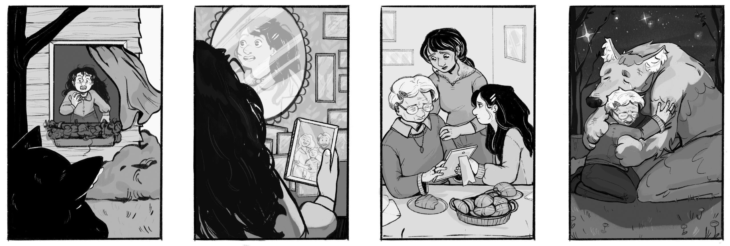 Illustrationer till novellen "Varelsen".